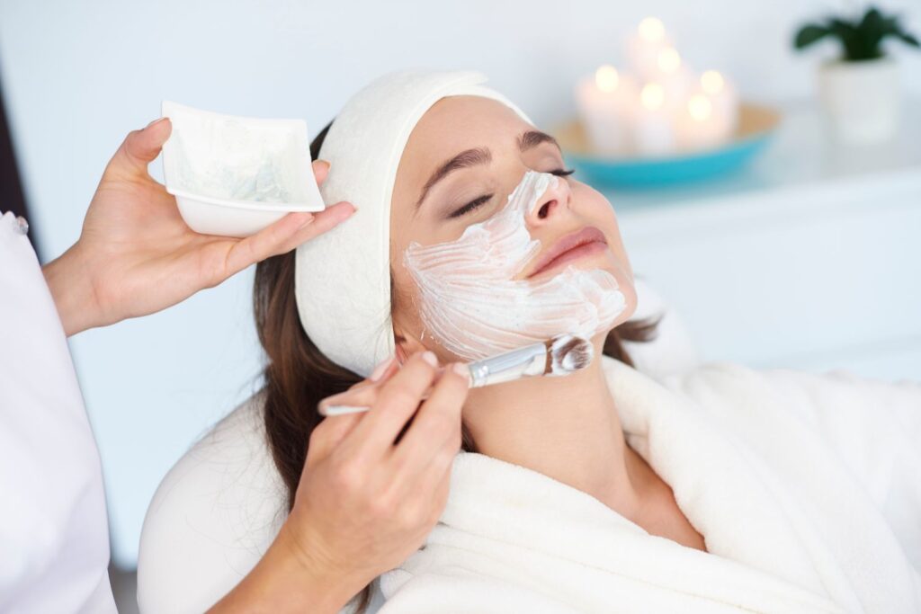 Facial Massage and Steaming the facial skin