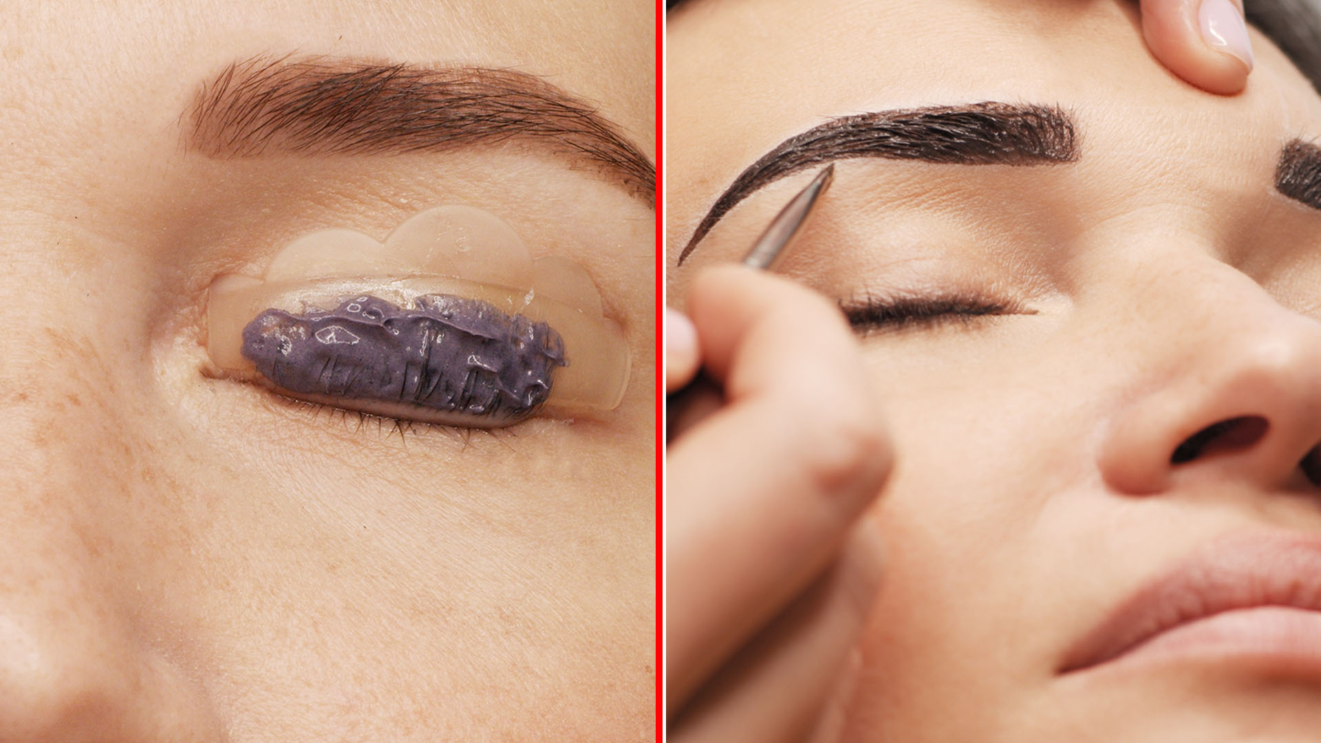 Client receiving eyelash and eyebrow tinting at Blink Lash Club Manhattan NYC for natural defined look.